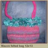 Mauve felted bag 12x13 $25