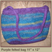 Purple felted bag 11 x 12 $25