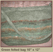 Green felted bag 10 x 12 $25